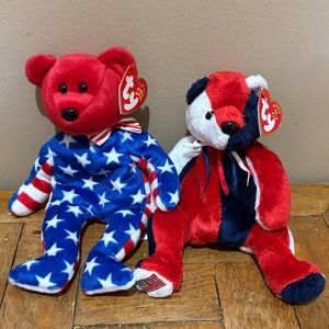 Ty Patriotic Red, White & Blue Plush Beanie Bears